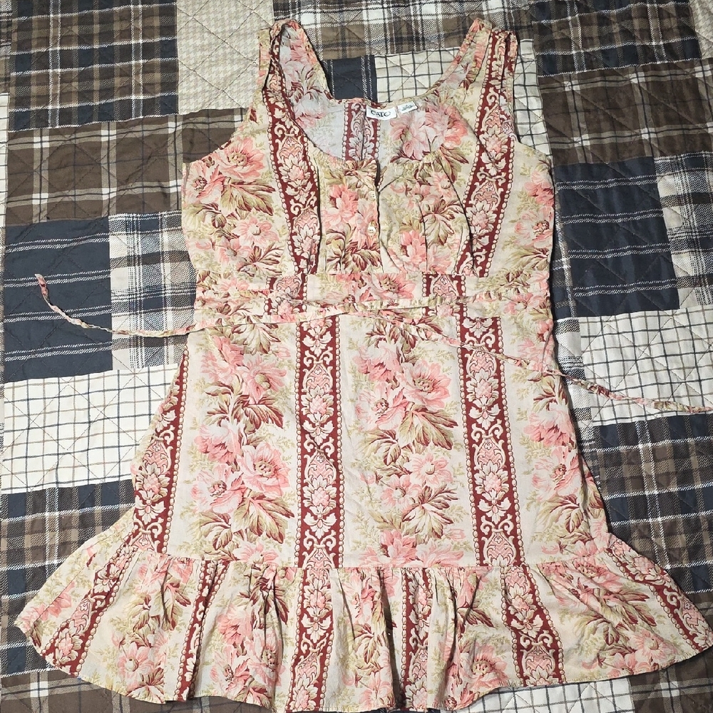 Cato Floral Mini Dress - Pink and Brown
